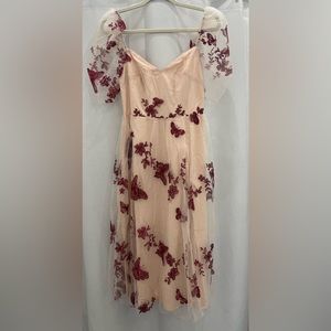 Blush pink puff sleeve butterfly dress
